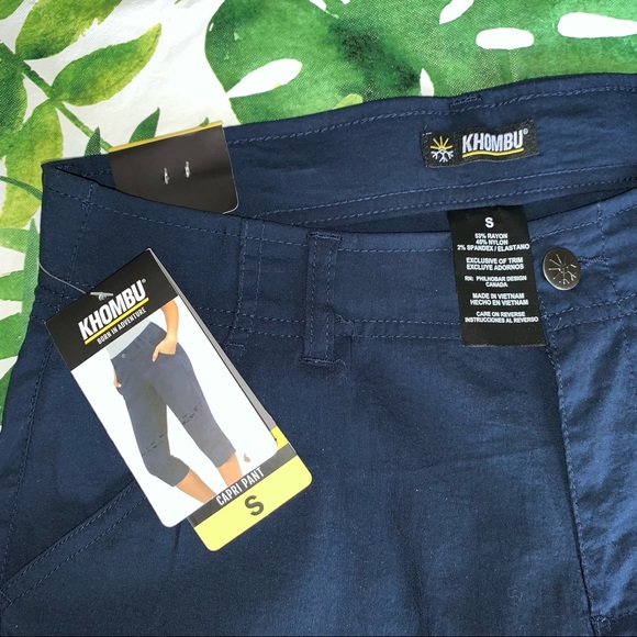 KHOMBU Stretch Ladies Navy Blue Capri Pants Small NWT - Picture 10 of 13